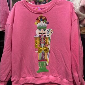 QUEEN OF SPARKLES Pink Festive Nutcracker Sweatshirt